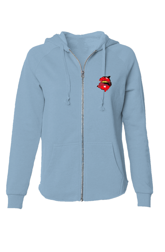 Womens Lightweight Wash Zip Hoodie