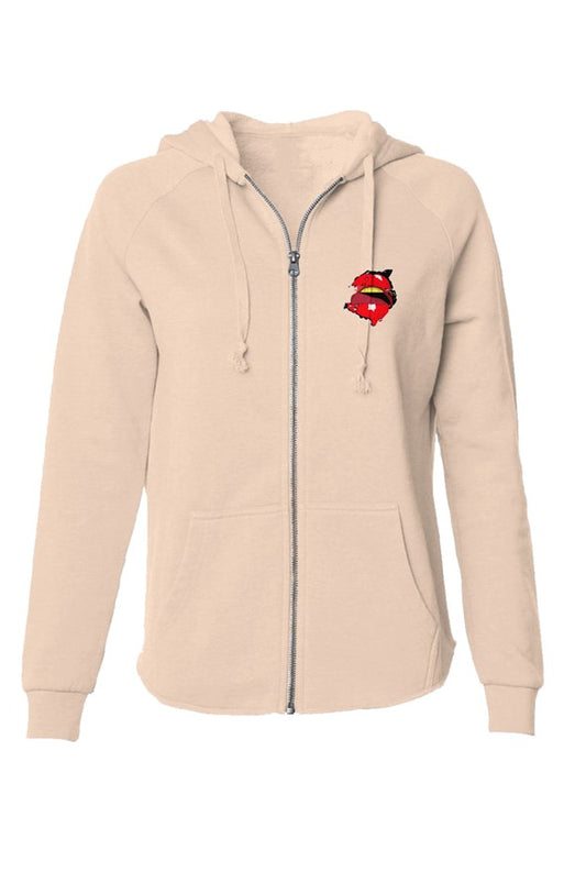 Womens Lightweight Wash Zip Hoodie